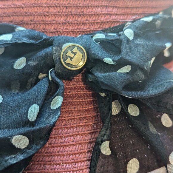 Vintage Goorin Bros Summer Boater Fedora Kentucky Derby Polka Dot Sash Weave - Picture 6 of 10